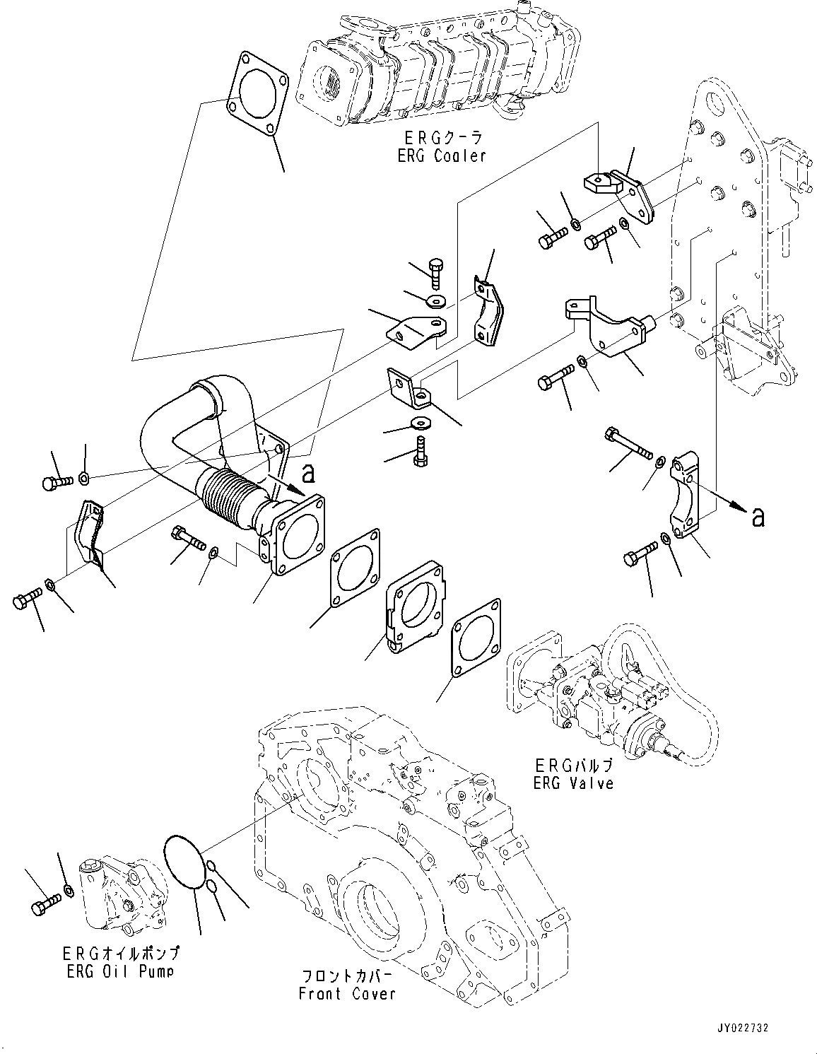 Схема запчастей Komatsu SAA6D125E-6C - ВЫПУСКН. GAS RE-CIRCULATION (EGR) КЛАПАН, EGR ТРУБЫ И ОХЛАДИТЕЛЬ (№79-) ВЫПУСКН. GAS RE-CIRCULATION (EGR) КЛАПАН