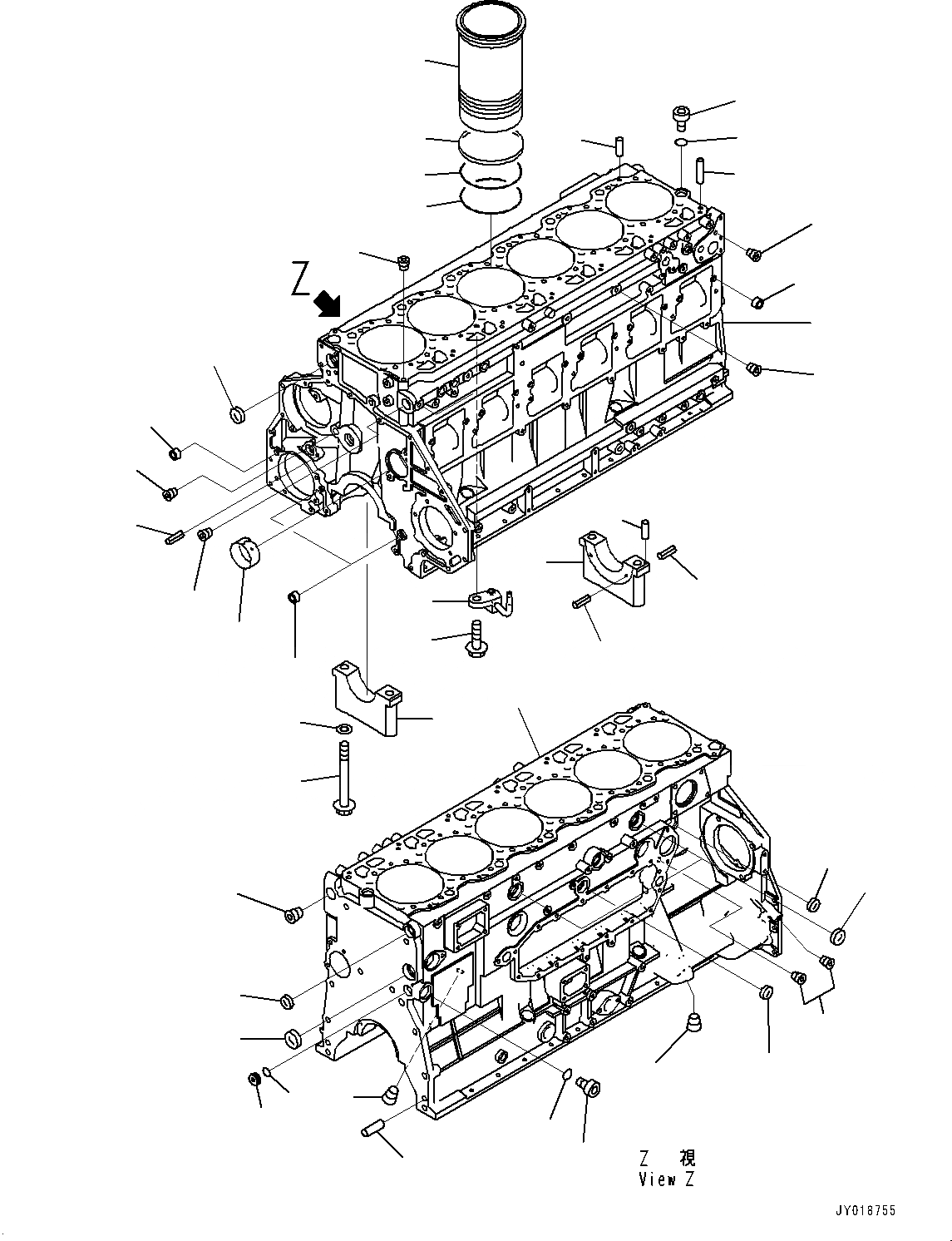 Схема запчастей Komatsu SAA6D125E-6C - БЛОК ЦИЛИНДРОВ (№7-) БЛОК ЦИЛИНДРОВ