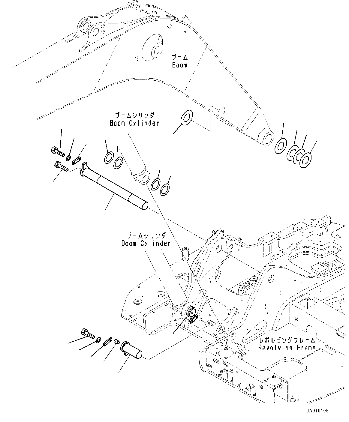 Схема запчастей Komatsu PC138USLC-10 - ПАЛЕЦ СТРЕЛЫ(№-) СТРЕЛА НИЖН. ПАЛЕЦ