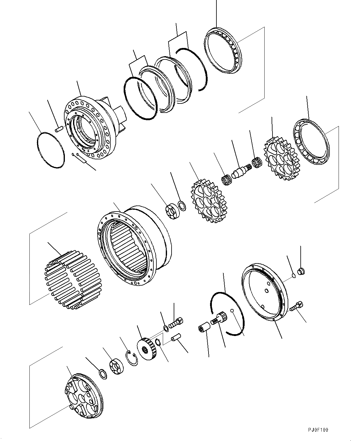 Схема запчастей Komatsu PC138USLC-10 - КОНЕЧНАЯ ПЕРЕДАЧА, ВНУТР. ЧАСТИ, МОТОР ХОДА (/) (№-) КОНЕЧНАЯ ПЕРЕДАЧА, TRACTION UP КОНЕЧНАЯ ПЕРЕДАЧА 1 SPEED