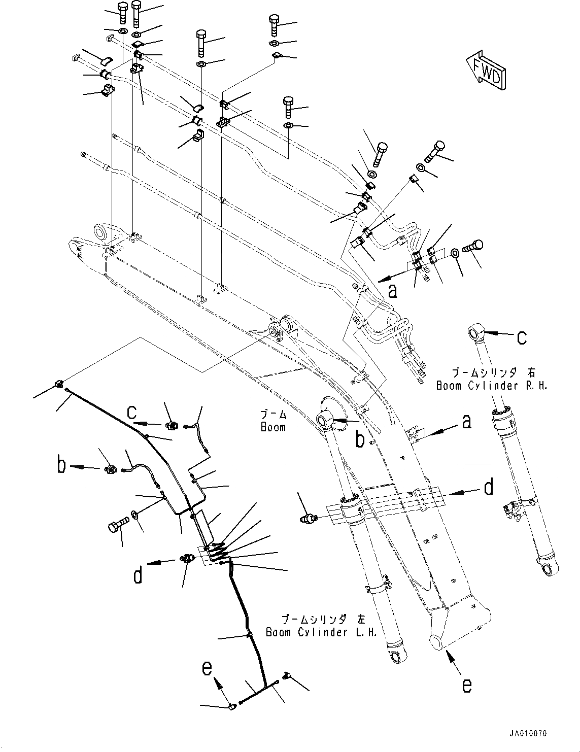Схема запчастей Komatsu PC138USLC-10 - СТРЕЛА, СМАЗЫВАЮЩ. ЛИНИЯ (№-) СТРЕЛА, MM , С -ДОПОЛН. АКТУАТОР ТРУБЫ