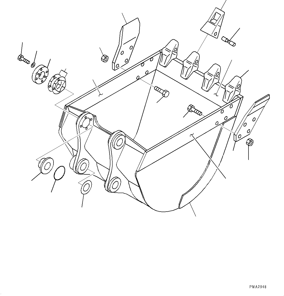 Схема запчастей Komatsu PC138USLC-10 - КОВШ (№-) КОВШ, .M, 87MM ШИР., ГОРИЗОНТАЛЬН. ПАЛЕЦ