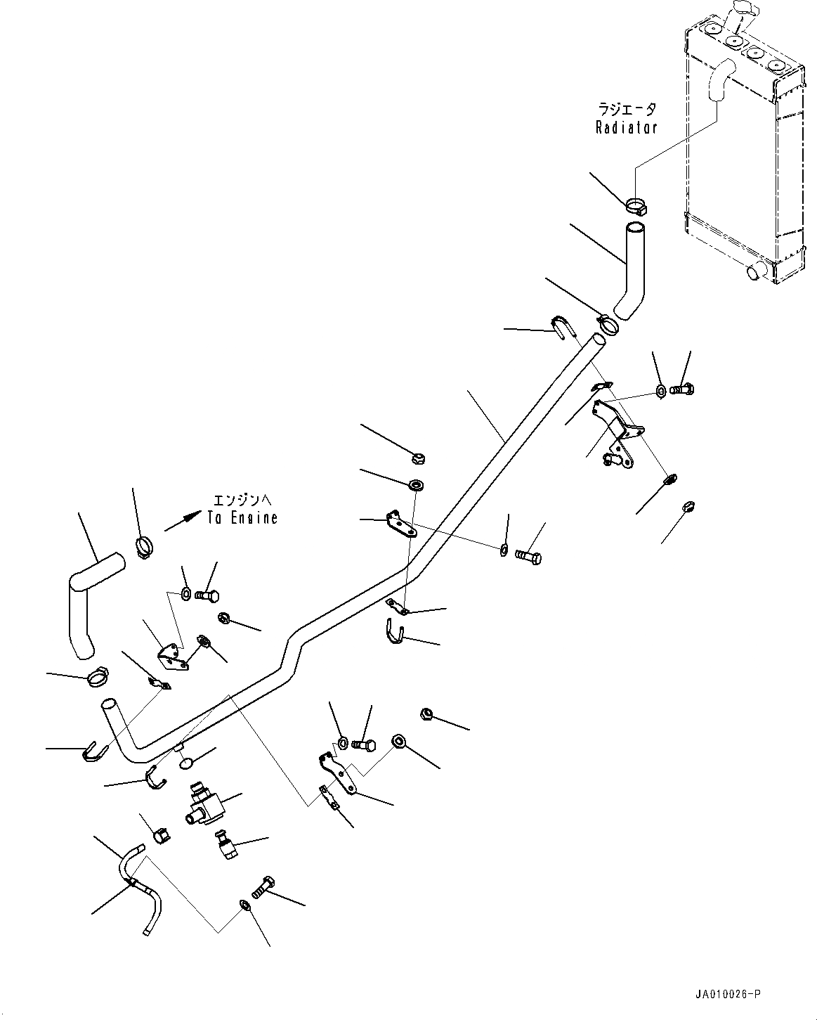 Схема запчастей Komatsu D37EX-23 - СИСТЕМА ОХЛАЖДЕНИЯ, СИСТЕМА ТРУБ РАДИАТОРА (/) (№8-) СИСТЕМА ОХЛАЖДЕНИЯ