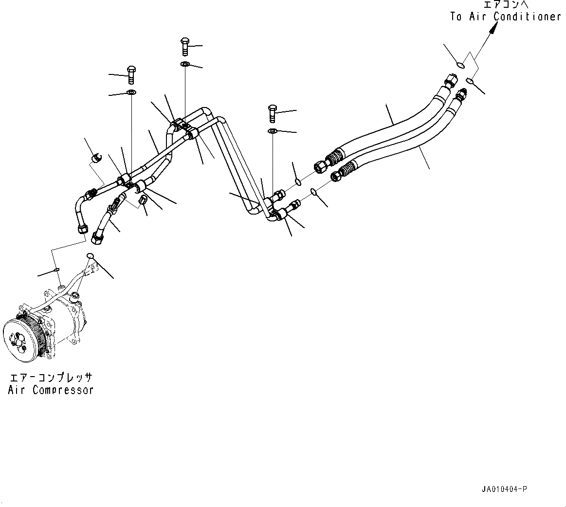 Схема запчастей Komatsu D37EX-23 - ТРУБКИ КОНДИЦИОНЕРА, ШЛАНГИ (№8-) ТРУБКИ КОНДИЦИОНЕРА