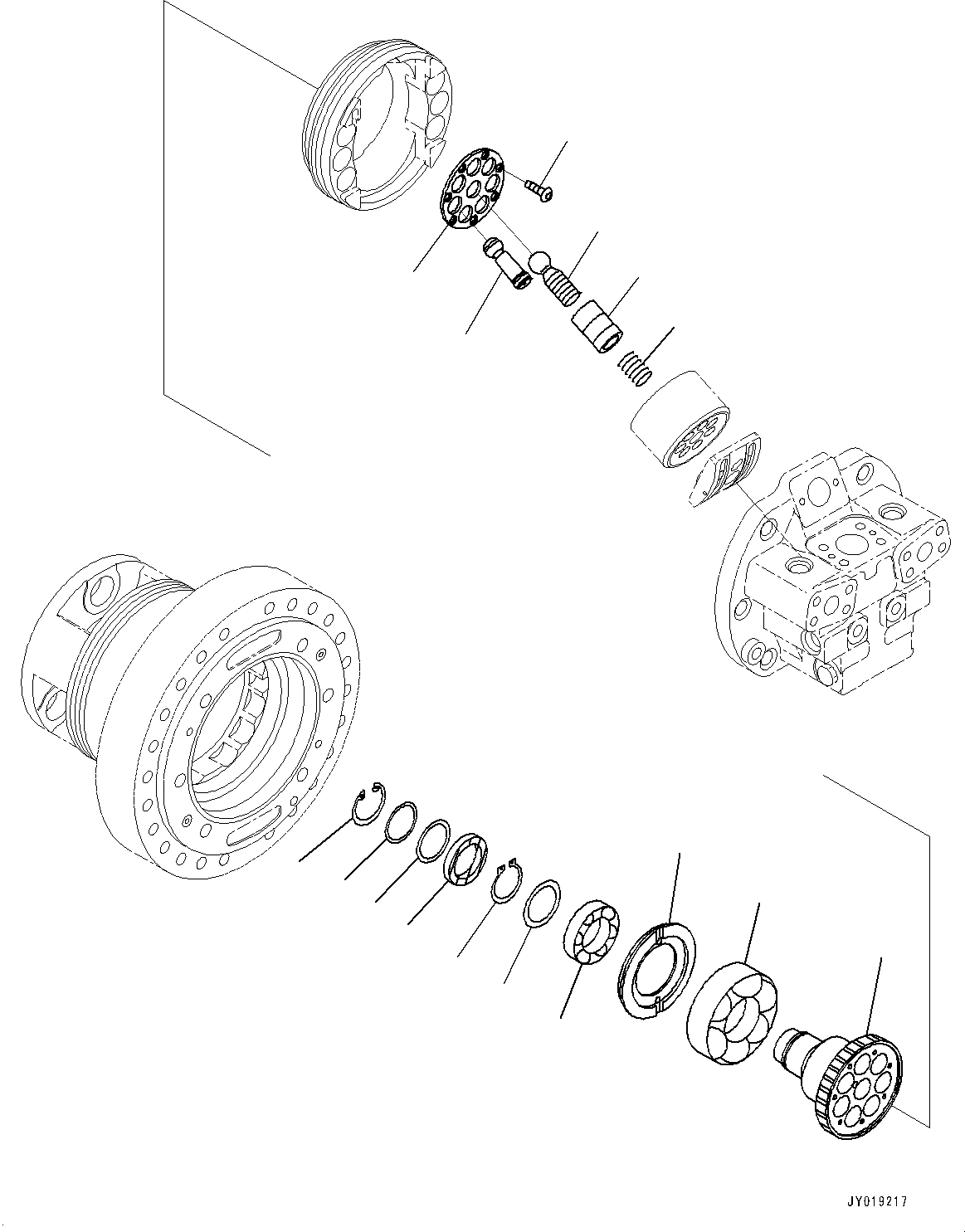 Схема запчастей Komatsu D37PX-23 - КОНЕЧНАЯ ПЕРЕДАЧА, HST МОТОР, ПРАВ. (/) (№8-) КОНЕЧНАЯ ПЕРЕДАЧА