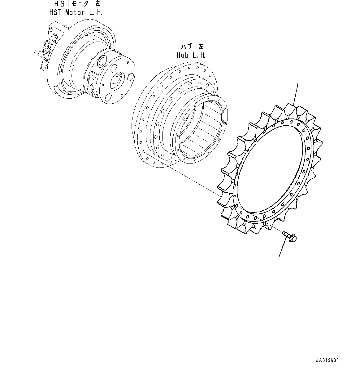 Схема запчастей Komatsu D37PX-23 - КОНЕЧНАЯ ПЕРЕДАЧА, ЗВЕЗДОЧКА, ЛЕВ. (№8-) КОНЕЧНАЯ ПЕРЕДАЧА, PLUS ТИП ГУСЕНИЦЫ
