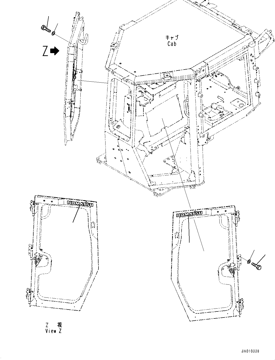 Схема запчастей Komatsu D37PX-23 - КАБИНА, ЧАСТИ ДВЕРИ (№8-) КАБИНА, С AM-FM STEREO РАДИО С AUX ФИКСИР., СЕВ. АМЕРИКА, МАСТЕР КЛЮЧ