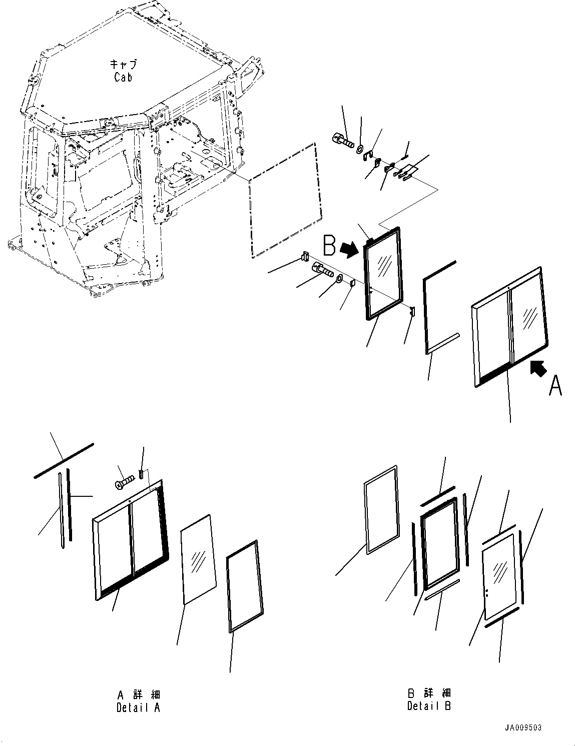 Схема запчастей Komatsu D37PX-23 - КАБИНА, РАМА ТИП СТЕКЛА ОКНА, ЛЕВ. (№8-) КАБИНА, С AM-FM STEREO РАДИО С AUX ФИКСИР., СЕВ. АМЕРИКА, МАСТЕР КЛЮЧ, ЗАДН.VIEW CAMERA