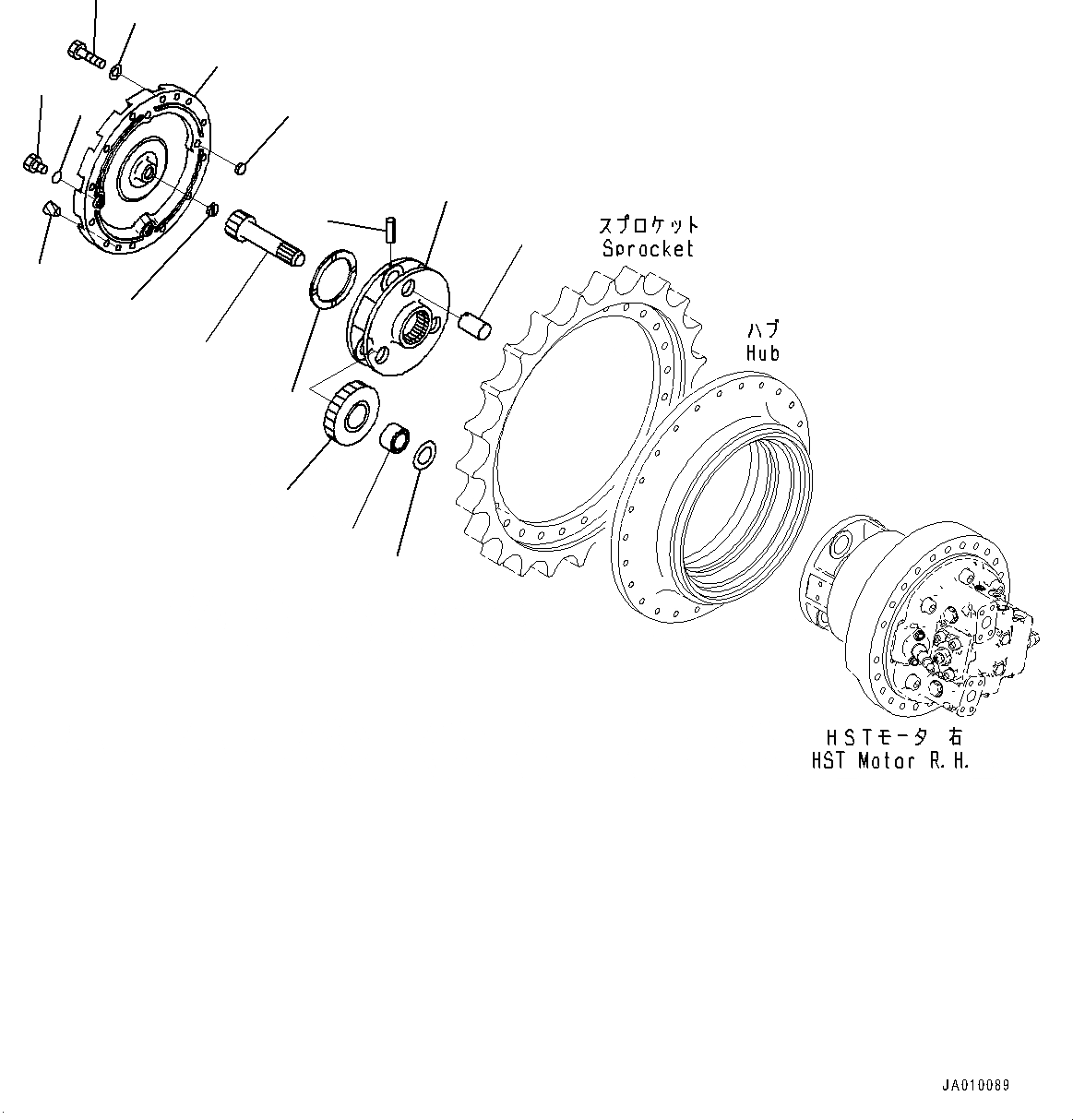 Схема запчастей Komatsu D39PX-23 - КОНЕЧНАЯ ПЕРЕДАЧА, НЕСУЩИЙ ЭЛЕМЕНТ, ПРАВ. (№9-) КОНЕЧНАЯ ПЕРЕДАЧА, PLUS ТИП ГУСЕНИЦЫ