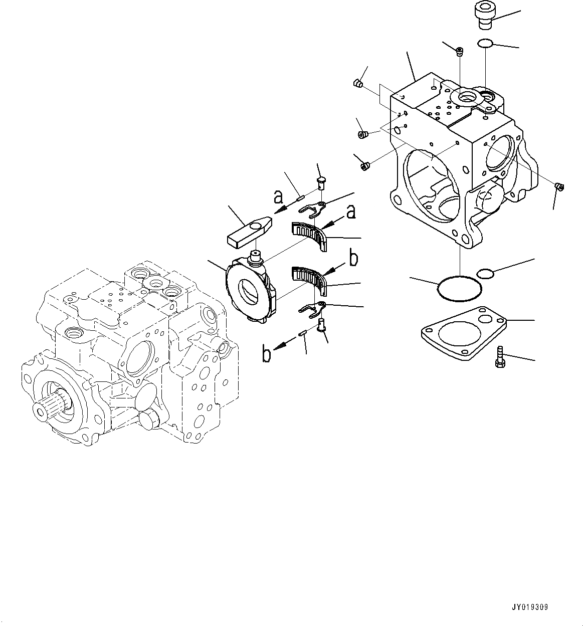 Схема запчастей Komatsu D39PX-23 - ГИДРАВЛ МАСЛ. НАСОС, HST НАСОС (/) (№9-) ГИДРАВЛ МАСЛ. НАСОС