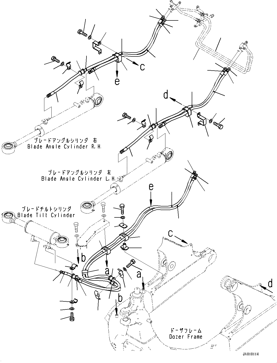 Схема запчастей Komatsu D39PX-23 - DOZER ГИДРОЛИНИЯ, ОТВАЛ ANGLE И ПЕРЕКОС. ОТВАЛА ТРУБЫ (№9-) DOZER ГИДРОЛИНИЯ