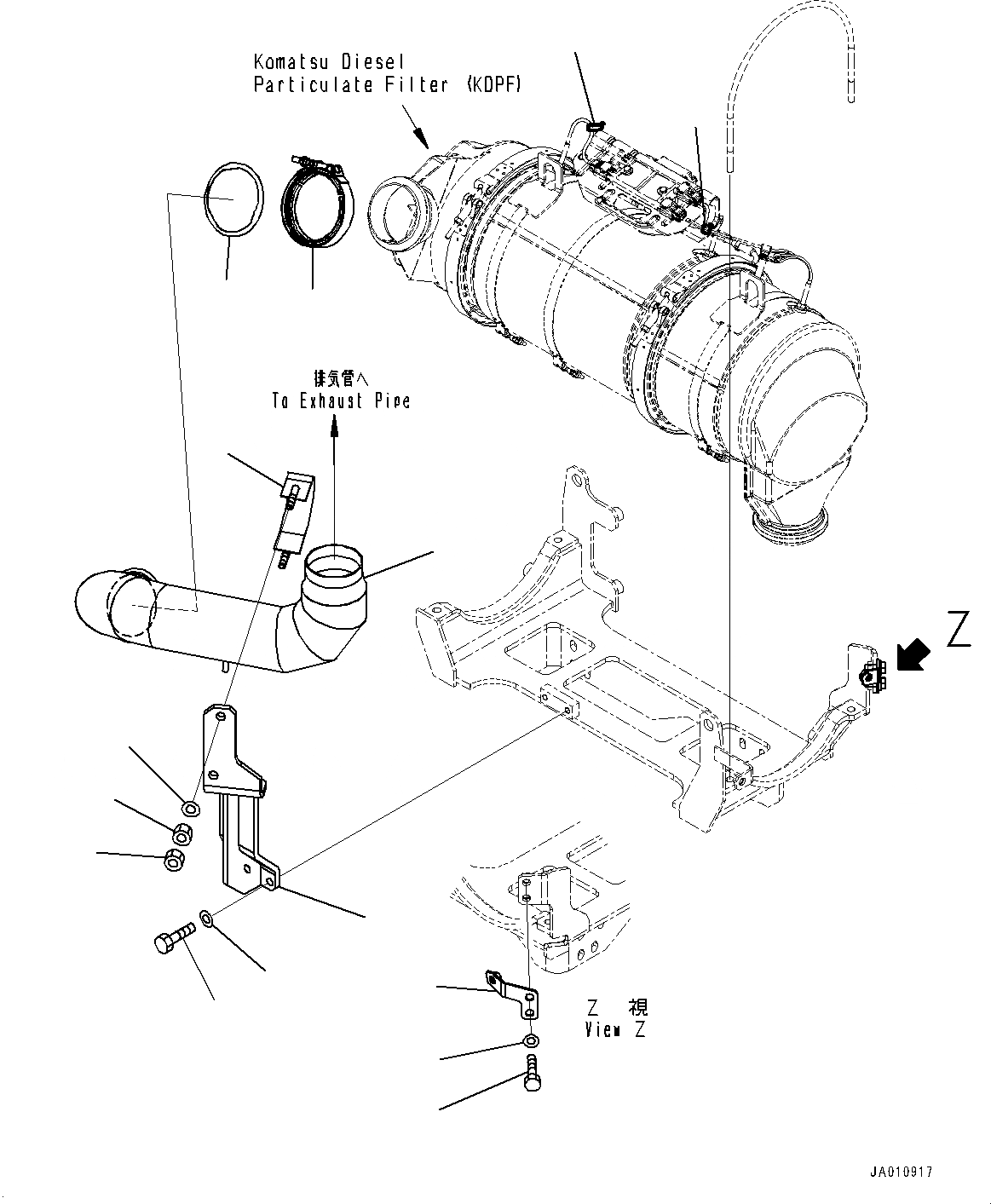 Схема запчастей Komatsu WA320-7 - КОМПОНЕНТЫ ДВИГАТЕЛЯ, KOMATSU DIESEL ЧАСТЬICULATE ФИЛЬТР. (KDPF) КРЕПЛЕНИЕ (№8-88) КОМПОНЕНТЫ ДВИГАТЕЛЯ, С 9AMP. ГЕНЕРАТОР