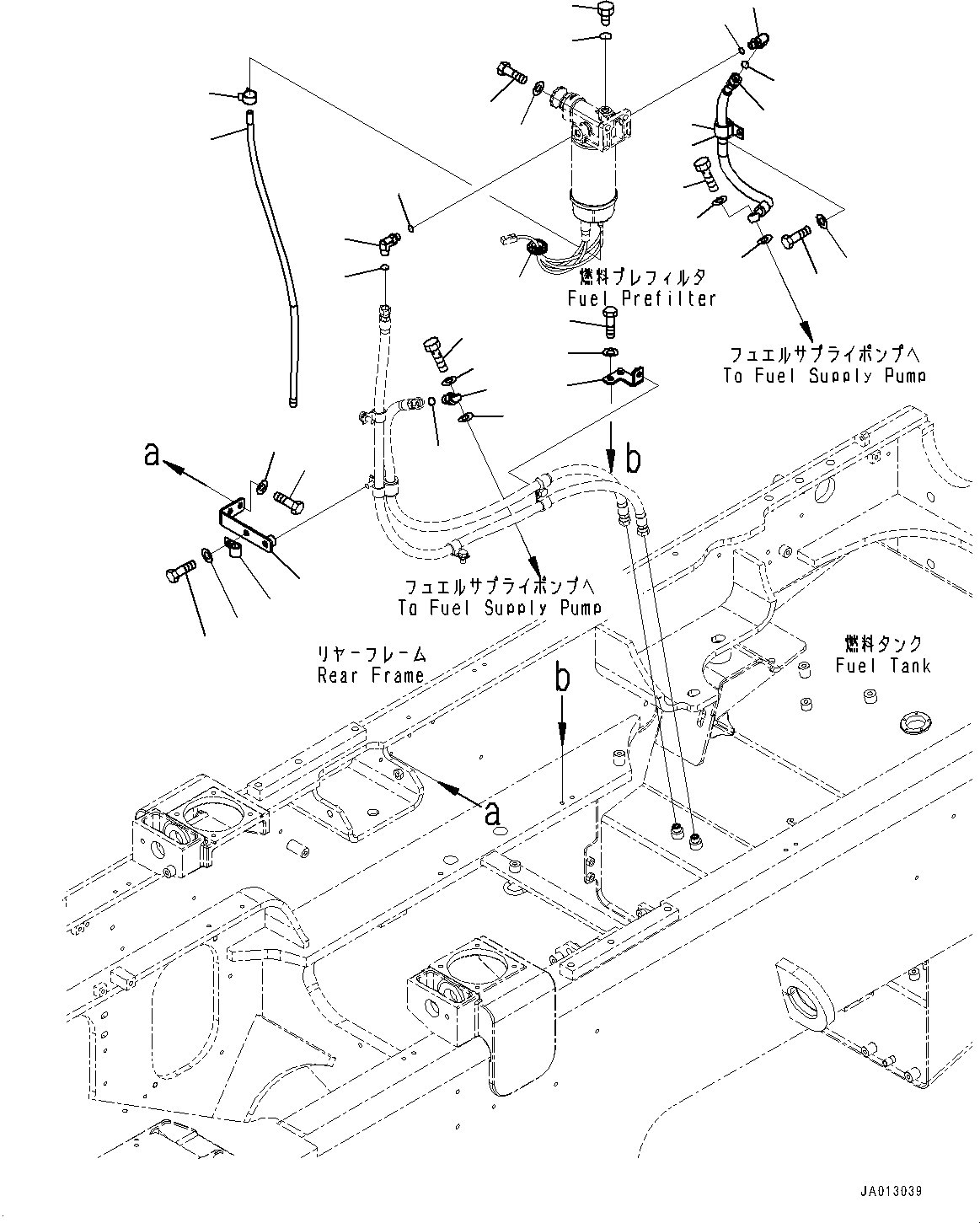 Схема запчастей Komatsu WA320-7 - ТОПЛИВН. БАК., PREФИЛЬТР. КРЕПЛЕНИЕ (№8-) ТОПЛИВН. БАК.