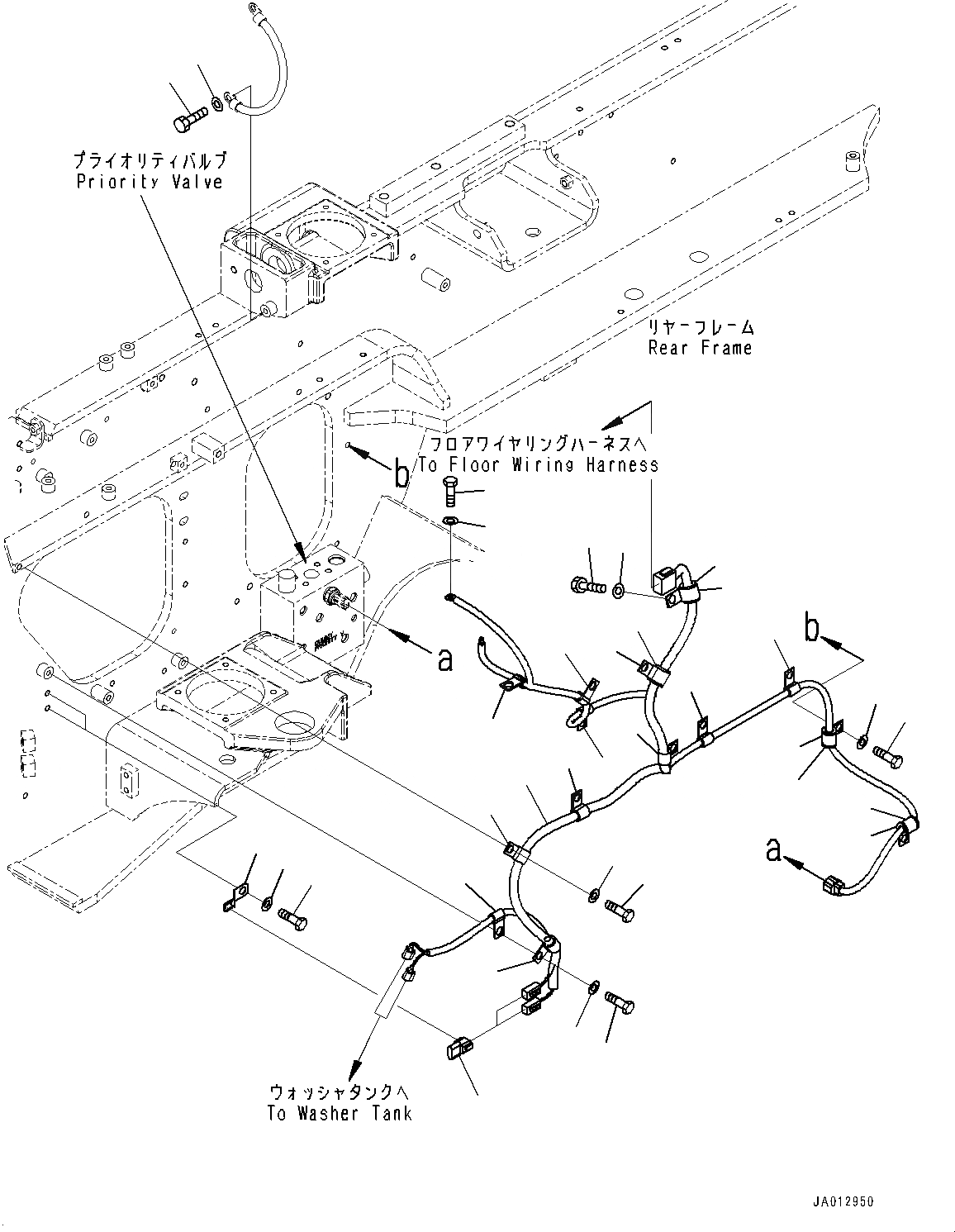 Схема запчастей Komatsu WA320-7 - ЗАДН. ПРОВОДКА, ПРОВОДКА (№8-) ЗАДН. ПРОВОДКА, С AMP. ГЕНЕРАТОР