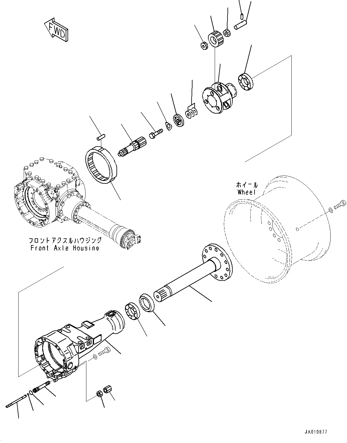 Схема запчастей Komatsu WA320-7 - ПЕРЕДНИЙ МОСТ, КОНЕЧНАЯ ПЕРЕДАЧА И КОЖУХ, ПРАВ. (№8-) ПЕРЕДНИЙ МОСТ, С САМОБЛОКИР. ДИФФЕРЕНЦ.