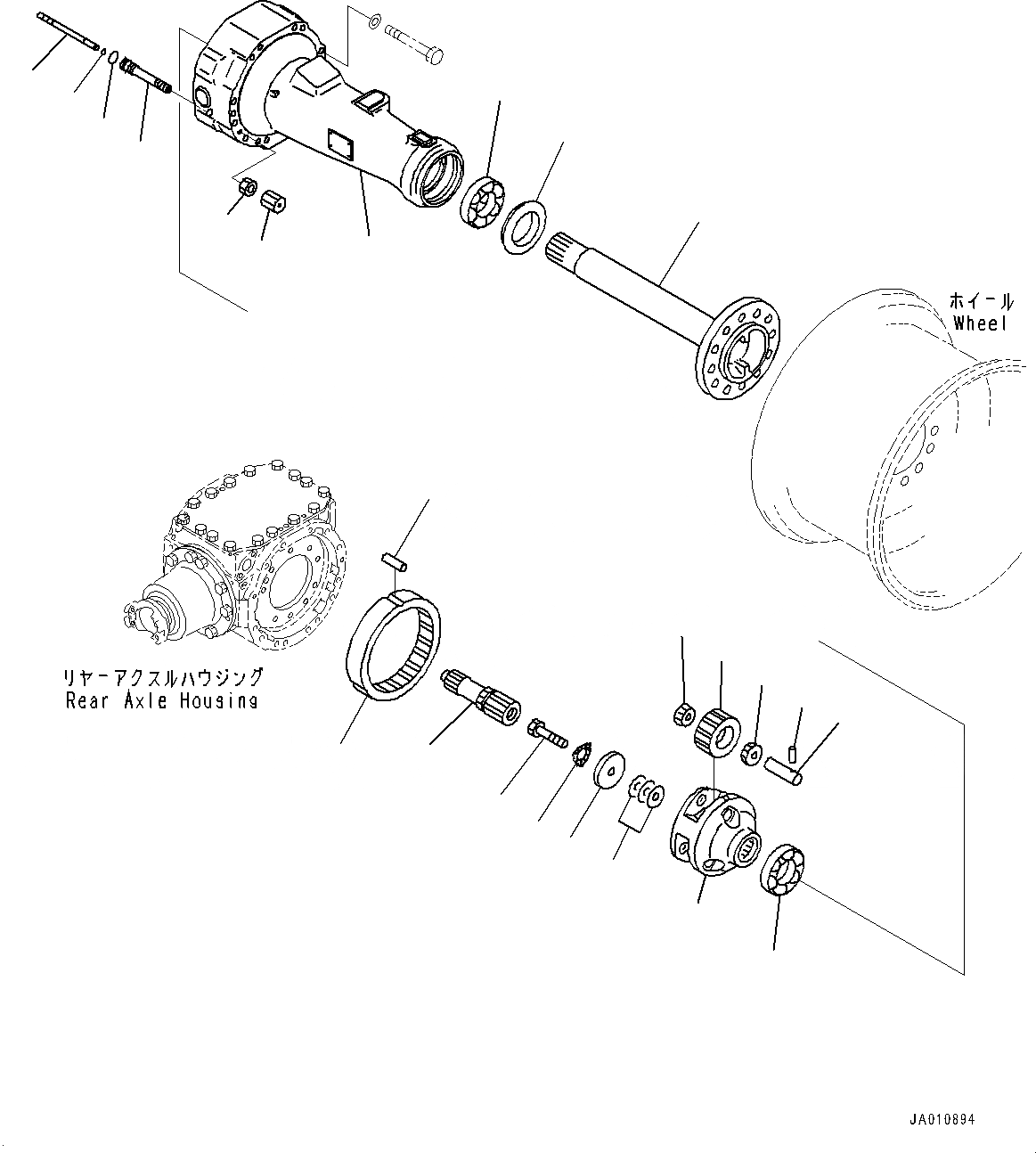 Схема запчастей Komatsu WA320-7 - ЗАДН. МОСТ, КОНЕЧНАЯ ПЕРЕДАЧА И КОЖУХ, ЛЕВ. (№8-) ЗАДН. МОСТ, С САМОБЛОКИР. ДИФФЕРЕНЦ.
