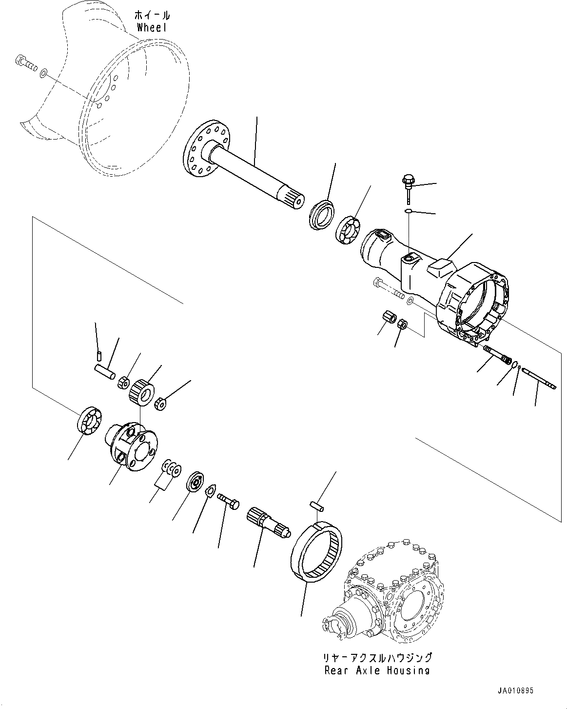 Схема запчастей Komatsu WA320-7 - ЗАДН. МОСТ, КОНЕЧНАЯ ПЕРЕДАЧА И КОЖУХ, ПРАВ. (№8-) ЗАДН. МОСТ, БЕЗ САМОБЛОКИР. ДИФФЕРЕНЦ.