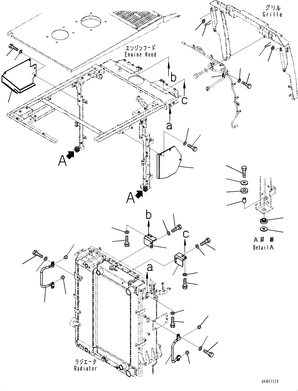 Схема запчастей Komatsu WA320-7 - КАПОТ, КРЕПЛЕНИЕ (/) (№8-) КАПОТ, С ПОЛН. КРЫЛО, УДЛИНН. ВПУСК ВОЗДУХА, КРЫШКА ТИП