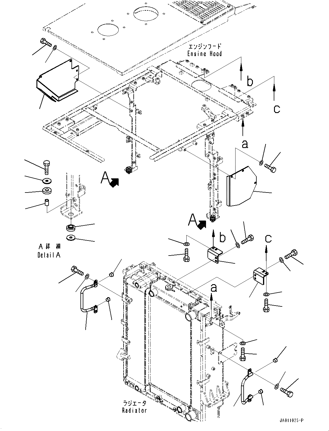 Схема запчастей Komatsu WA320-7 - КАПОТ, КРЕПЛЕНИЕ (/) (№8-) КАПОТ, С ЗАДН. ПОЛН. КРЫЛО, УДЛИНН. ВПУСК ВОЗДУХА, КРЫШКА ТИП
