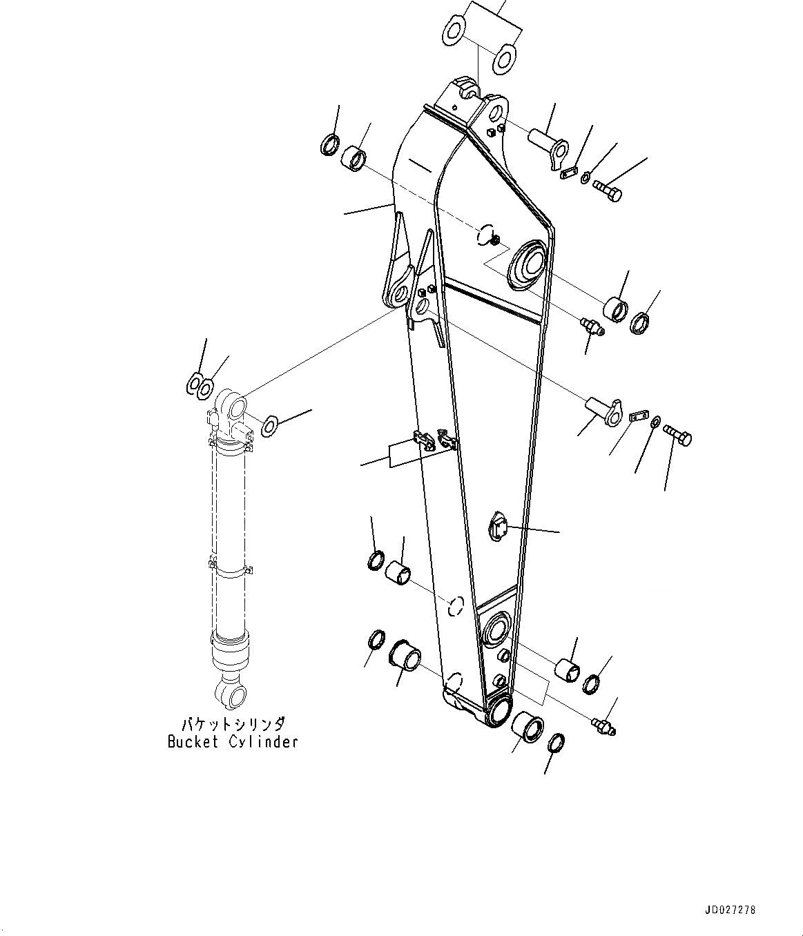 Схема запчастей Komatsu PC220LC-8M0 - РУКОЯТЬ, РУКОЯТЬ И ПАЛЕЦ (№-) РУКОЯТЬ, MM, -НАВЕСН. ОБОРУД, ЧАС. СМАЗКА INTERVAL