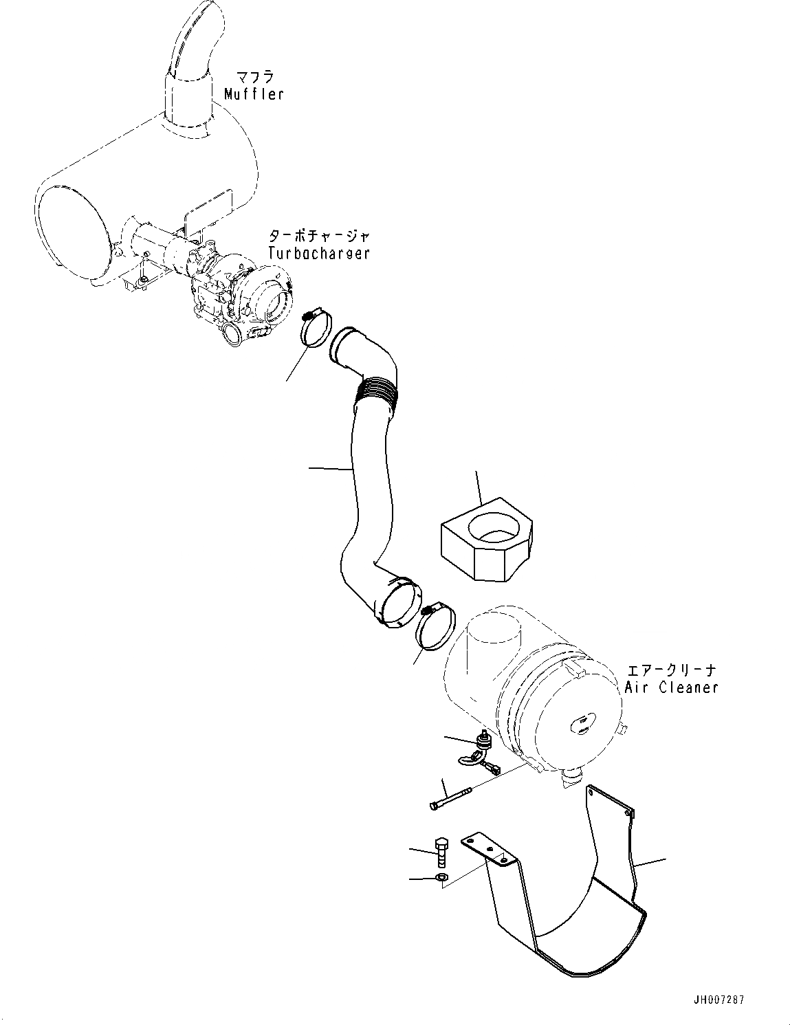 Схема запчастей Komatsu PC220-8M0 - ВПУСК ВОЗДУХА СОЕДИН-Е (№-) ВПУСК ВОЗДУХА СОЕДИН-Е, С ПРЕФИЛЬТР