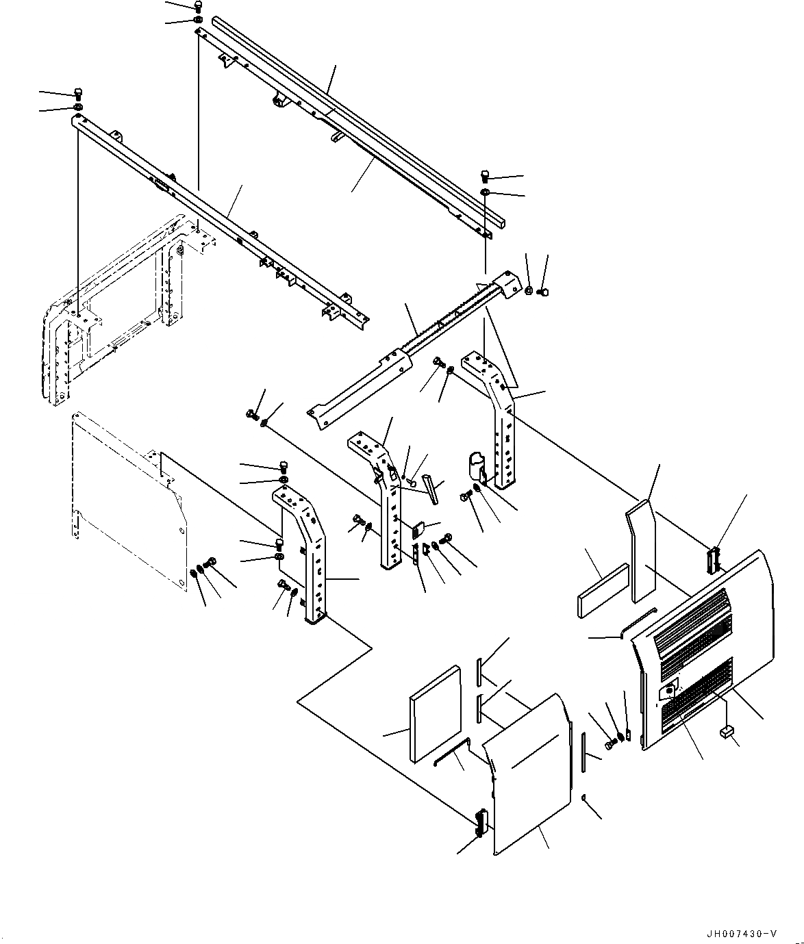 Схема запчастей Komatsu PC220-8M0 - БОКОВ. КРЫШКА ЛЕВ. (№-) БОКОВ. КРЫШКА ЛЕВ., БЕЗ ПРЕФИЛЬТР, KEY ЦИЛИНДР С COVER