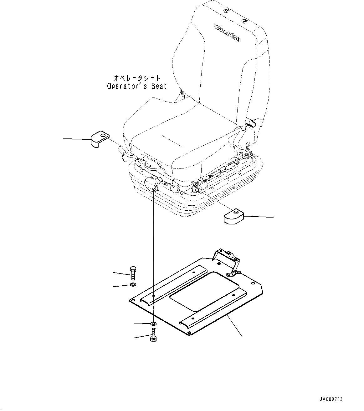 Схема запчастей Komatsu D61PXI-23 - СИДЕНЬЕ ОПЕРАТОРА, КРЕПЛЕНИЕ (№-) СИДЕНЬЕ ОПЕРАТОРА, МЕХАНИЧ. С ВОЗД. ПОДВЕСКОЙ, LEATHER, НАКЛОН.