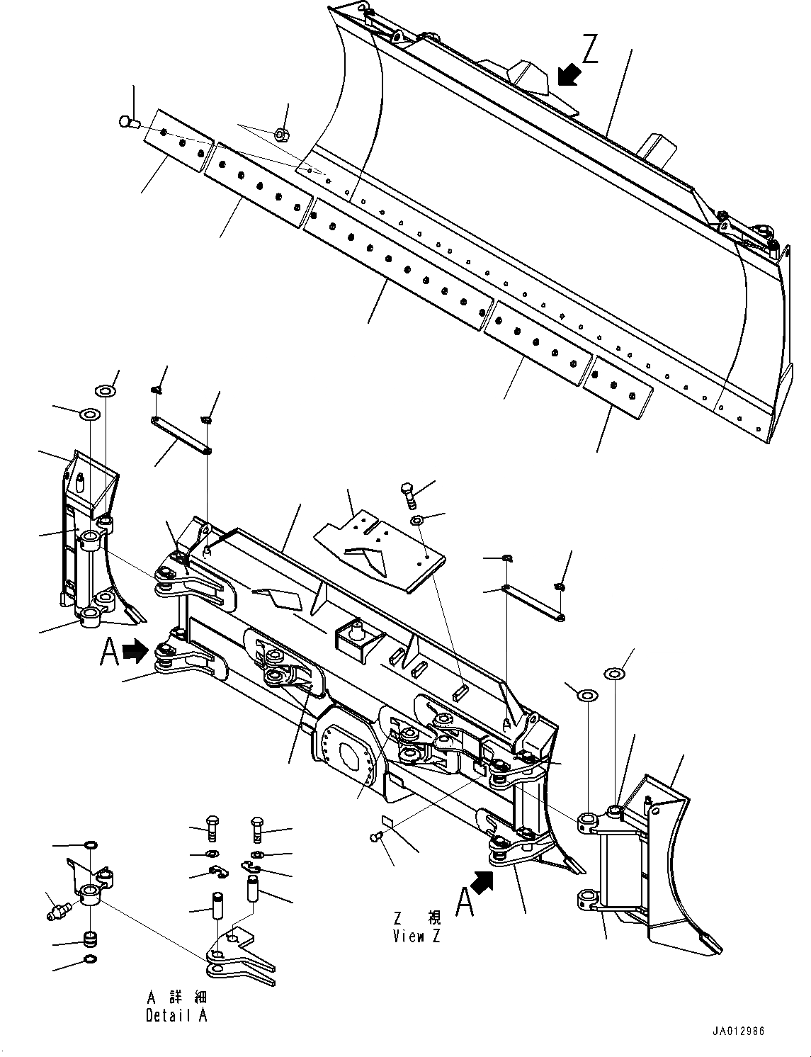 Схема запчастей Komatsu D61PXI-23 - DOZER ОТВАЛ (№-) DOZER ОТВАЛ, С MM, ПОВОРОТН. ОТВАЛ С ИЗМ. УГЛОМ ОТВАЛ