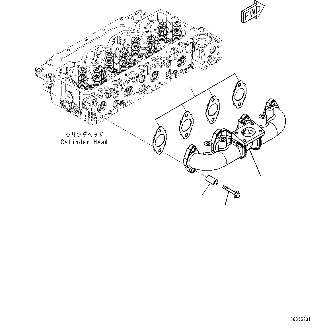 Схема запчастей Komatsu SAA4D107E-1F - ВЫПУСКНОЙ КОЛЛЕКТОР (№-) ВЫПУСКНОЙ КОЛЛЕКТОР