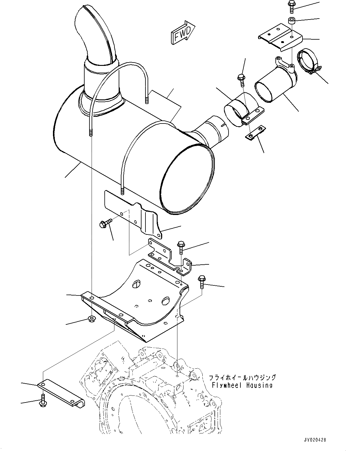 Схема запчастей Komatsu SAA4D107E-1F - ВЫПУСКН. ГЛУШИТЕЛЬ (№-) ВЫПУСКН. ГЛУШИТЕЛЬ