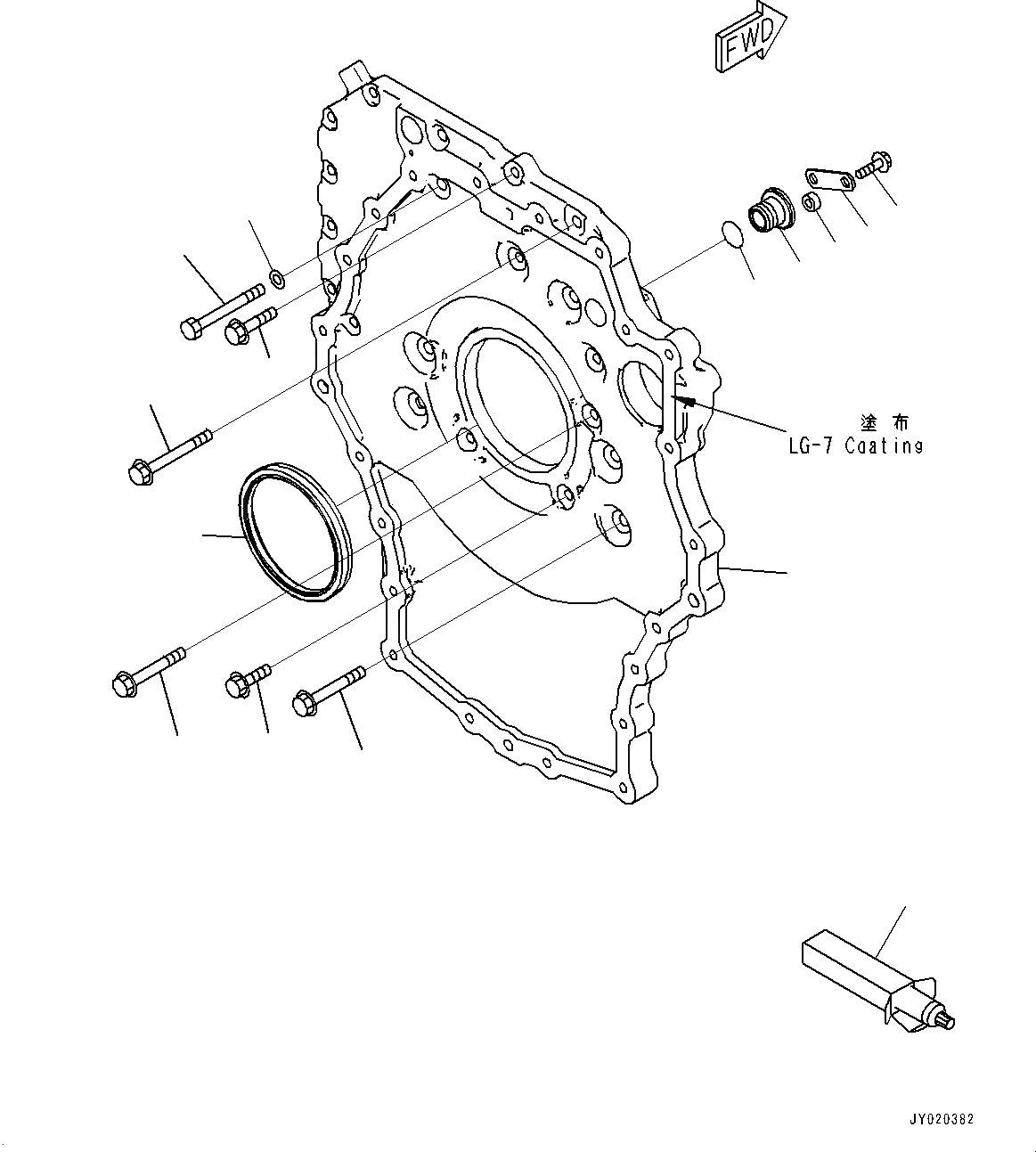 Схема запчастей Komatsu SAA4D107E-1F - КАРТЕР МАХОВИКА (№-) КАРТЕР МАХОВИКА