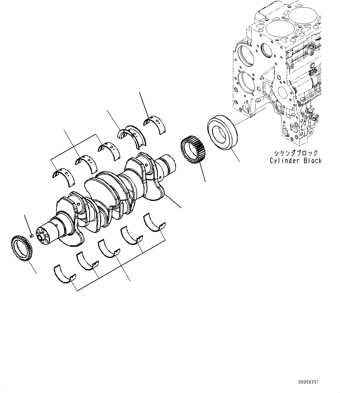 Схема запчастей Komatsu SAA4D107E-1F - КОЛЕНВАЛ (№-) КОЛЕНВАЛ