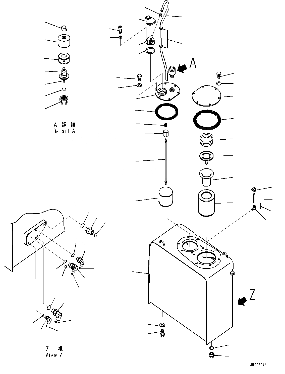 Схема запчастей Komatsu HB205-1M0 - ГИДР. БАК., (№-) ГИДР. БАК., -ДОПОЛН. АКТУАТОР ТРУБЫ, АККУМУЛЯТОР