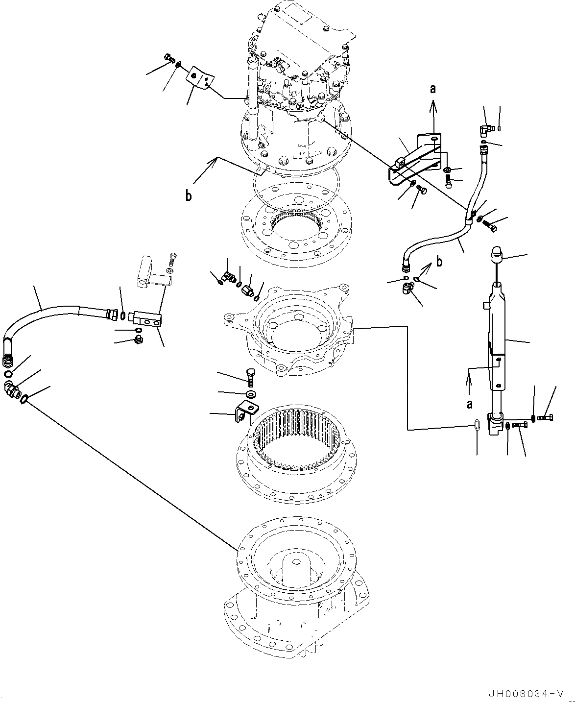 Схема запчастей Komatsu HB205-1M0 - МЕХАНИЗМ ПОВОРОТА И МОТОР, ДРЕНАЖН. ТРУБЫ (№-) МЕХАНИЗМ ПОВОРОТА И МОТОР