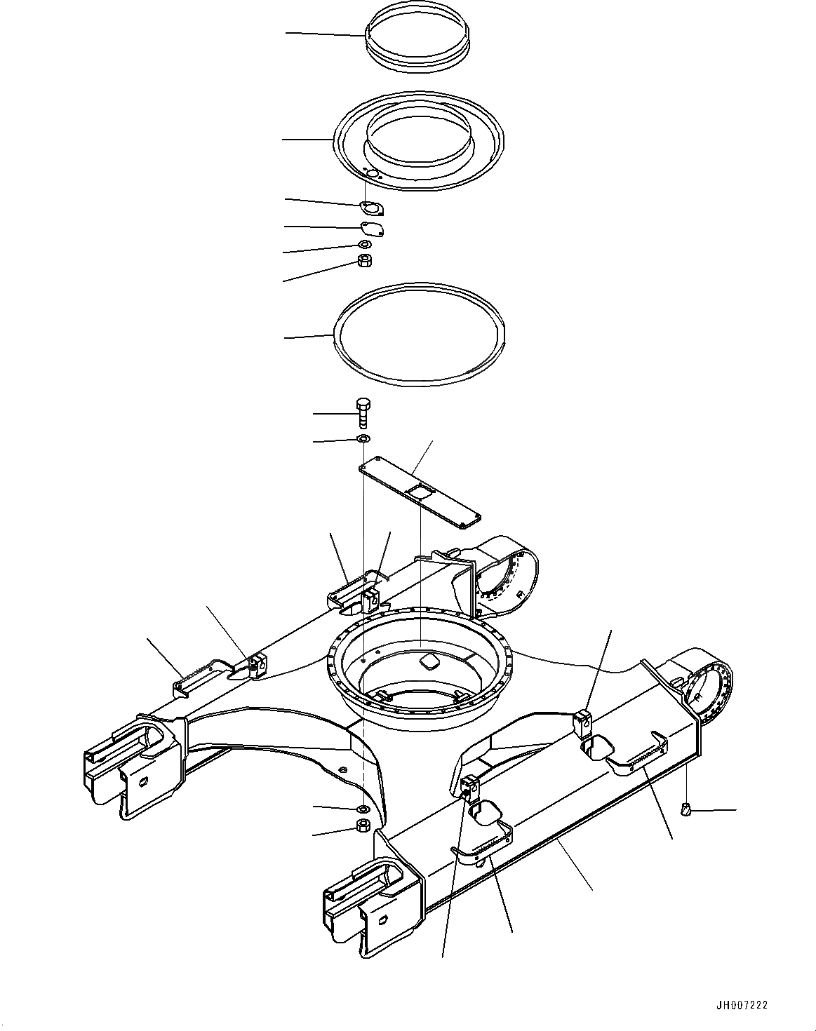 Схема запчастей Komatsu HB205-1M0 - ГУСЕНИЧНАЯ РАМА (№-) ГУСЕНИЧНАЯ РАМА, С КРЫШКОЙ