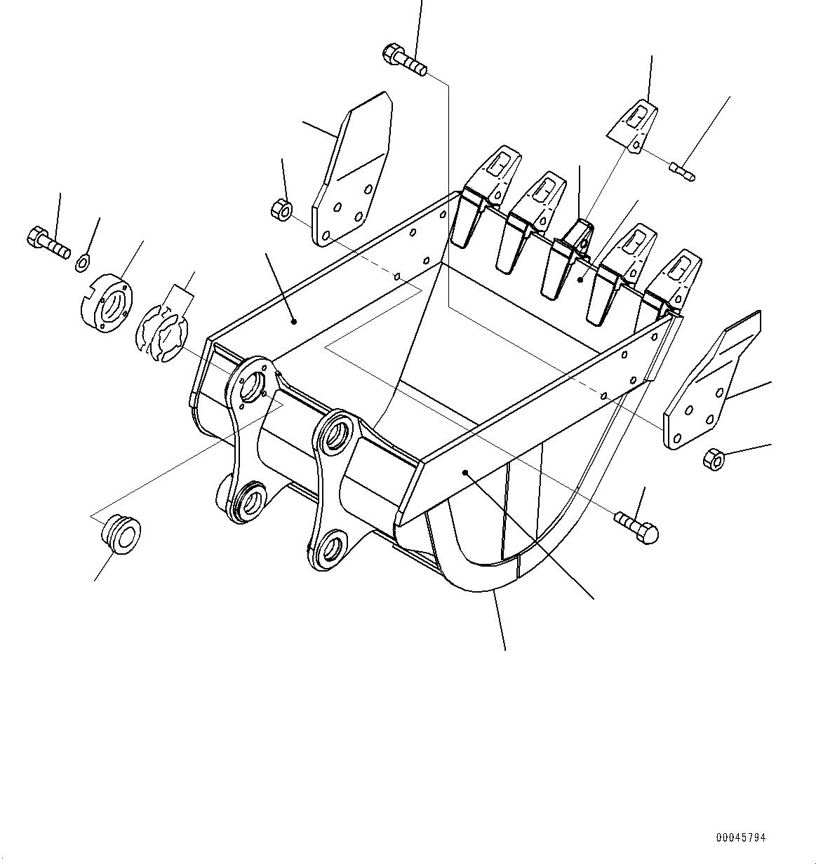 Схема запчастей Komatsu HB205-1M0 - КОВШ (№-) КОВШ, .8M, УСИЛЕНН., MM ШИР., ГОРИЗОНТАЛЬН. ПАЛЕЦ, БОКОРЕЗЫ, КРЮК