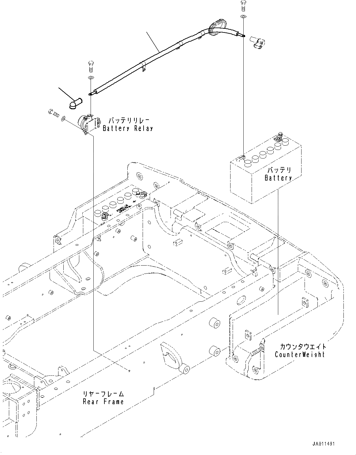 Схема запчастей Komatsu WA270-7 - ЗАДН. ПРОВОДКА, АККУМУЛЯТОР КАБЕЛЬ (№8-) ЗАДН. ПРОВОДКА, С 9AMP. ГЕНЕРАТОР