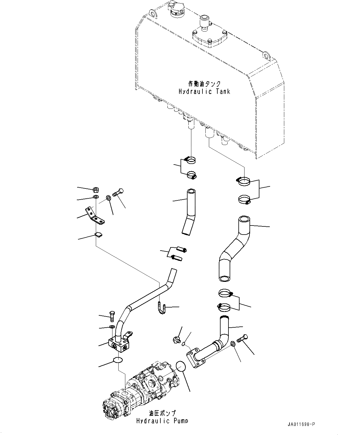 Схема запчастей Komatsu WA270-7 - ГИДР. НАСОС., ВСАСЫВ. ТРУБЫ (№8-) ГИДР. НАСОС.