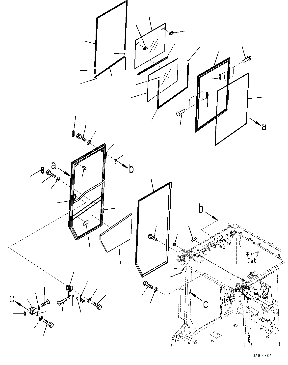 Схема запчастей Komatsu WA270-7 - КАБИНА ROPS, ДВЕРЬ, ПРАВ. (№8-) КАБИНА ROPS