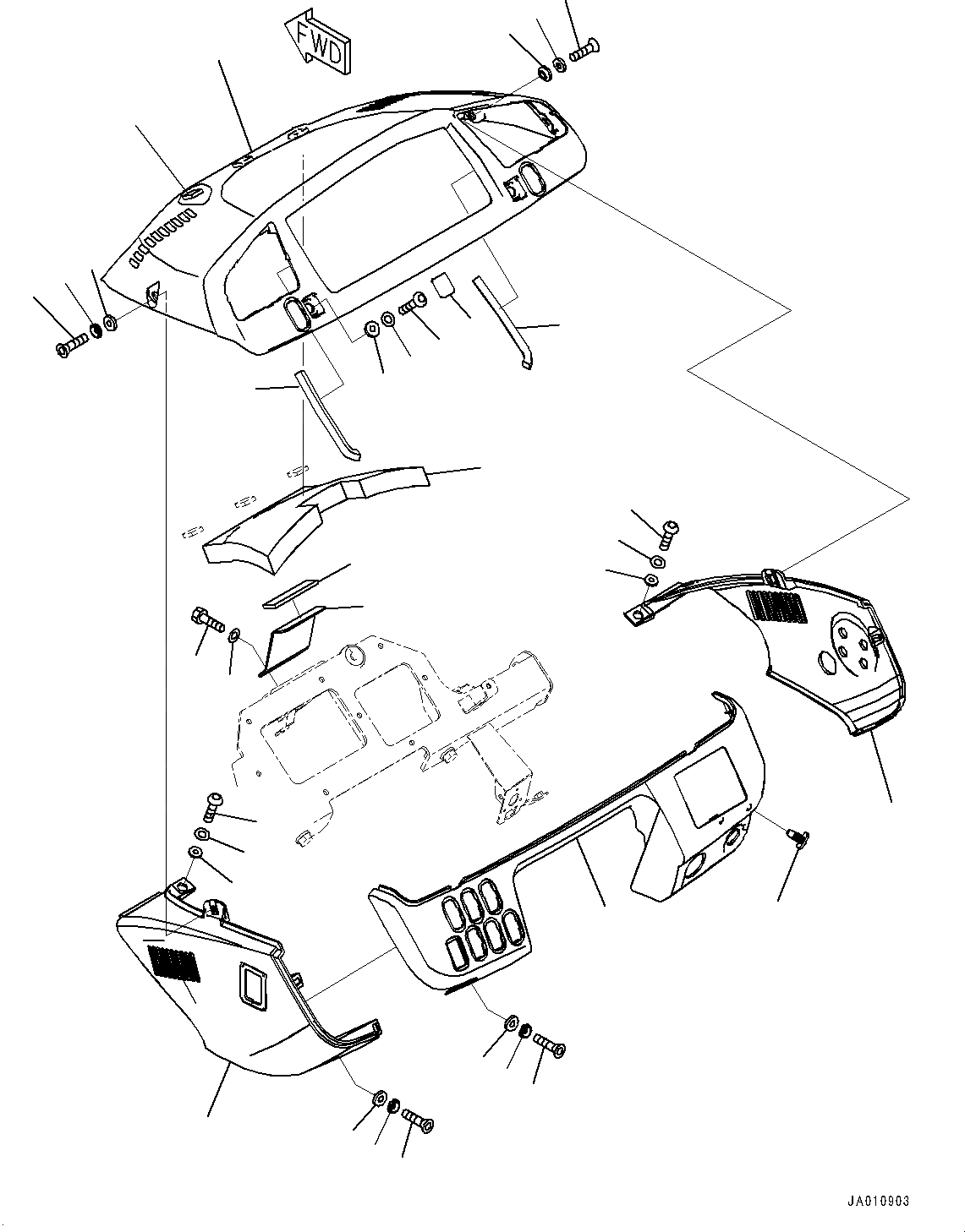 Схема запчастей Komatsu WA270-7 - КАБИНА ROPS, ПЕРЕДН. КРЫШКА(№8-) КАБИНА ROPS