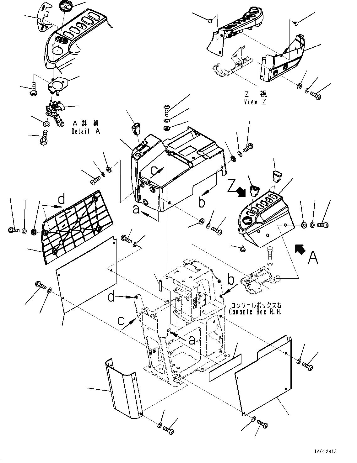 Схема запчастей Komatsu WA270-7 - УПРАВЛЕНИЕ ПОГРУЗКОЙ БЛОК, КОНСОЛЬ COVER, ПРАВ. (№8-) УПРАВЛЕНИЕ ПОГРУЗКОЙ БЛОК