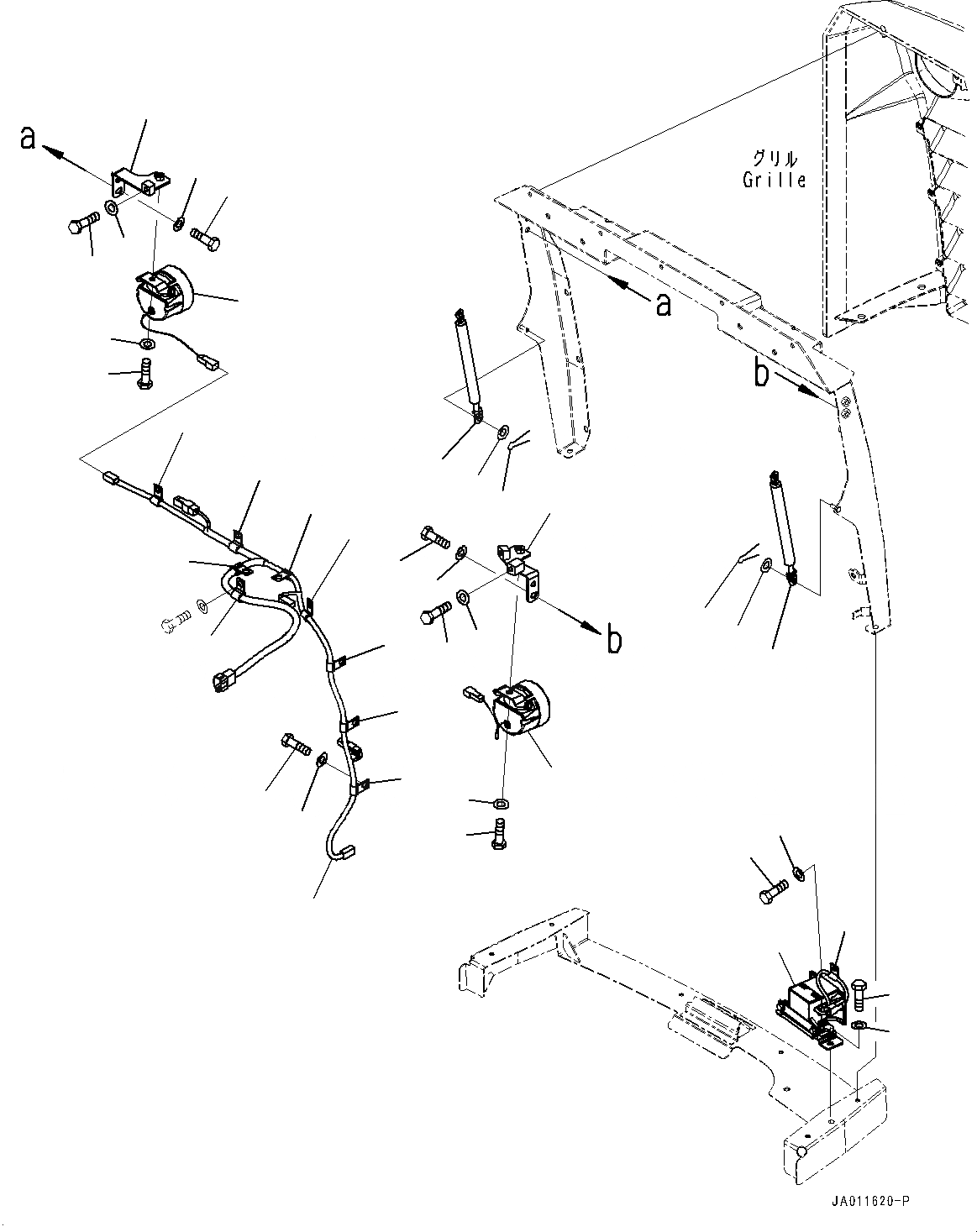 Схема запчастей Komatsu WA270-7 - КАПОТ, ПРОВОДКА (№8-) КАПОТ, С УДЛИНН. ВПУСК ВОЗДУХА, КРЫШКА ТИП, ПОЛН. КРЫЛО