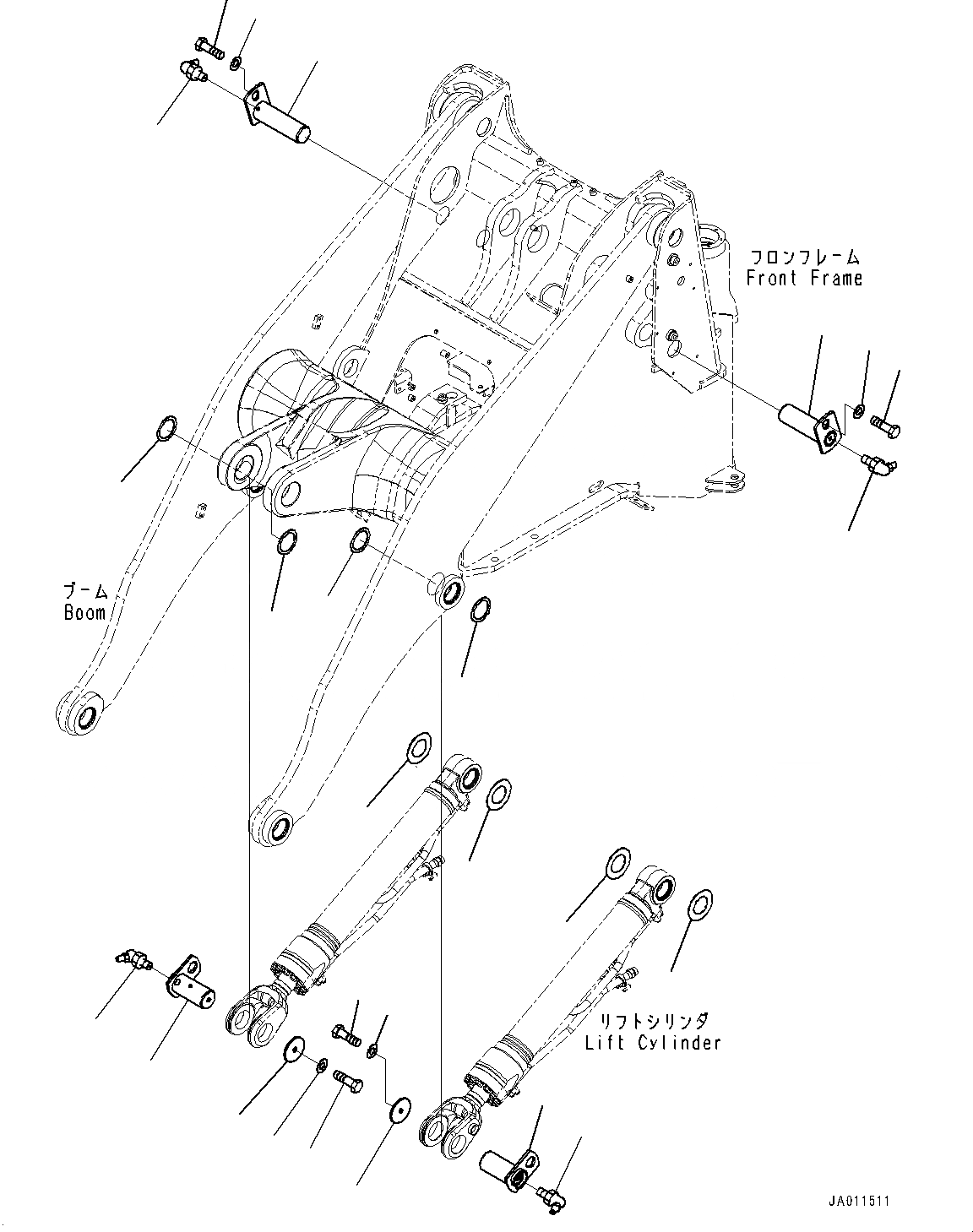 Схема запчастей Komatsu WA270-7 - ГИДРОЦИЛИНДР ПОДЪЕМА, КРЕПЛЕНИЕ (№8-) ГИДРОЦИЛИНДР ПОДЪЕМА