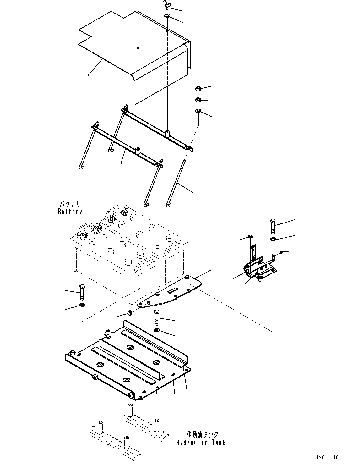 Схема запчастей Komatsu D61EXI-23 - АККУМУЛЯТОР ЭЛЕКТРИЧ. ПРОВОДКА, СУППОРТ (№-) АККУМУЛЯТОР ЭЛЕКТРИЧ. ПРОВОДКА