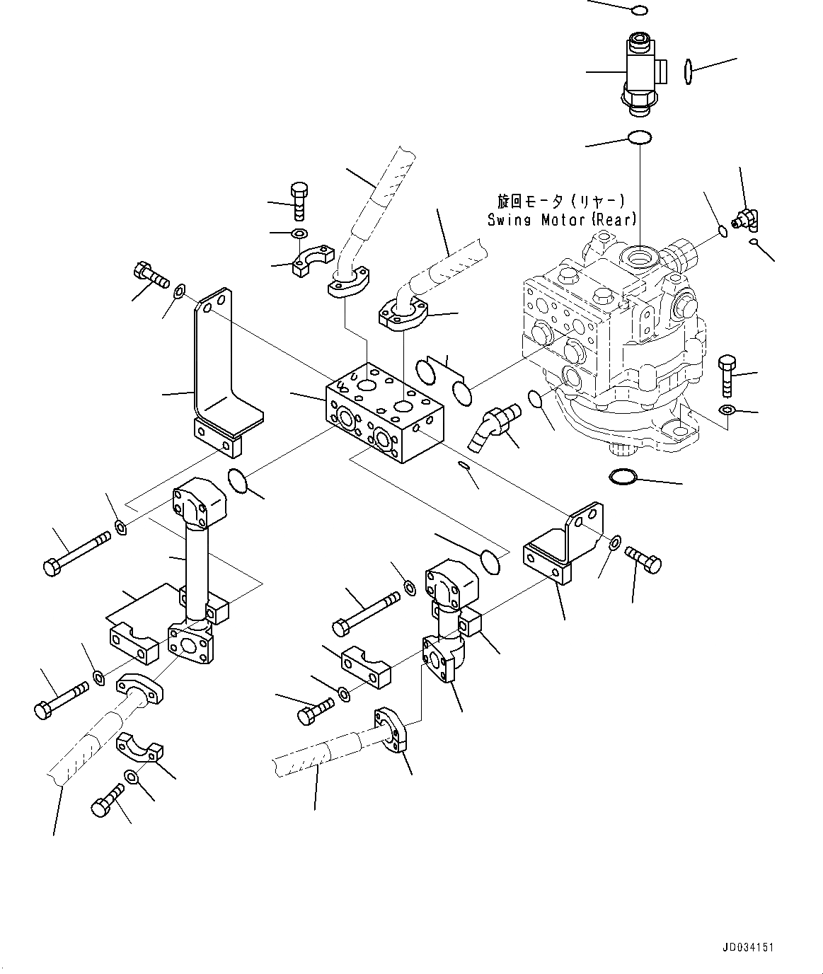 Схема запчастей Komatsu PC850SE-8R1 - МОТОР ПОВОРОТА, КОМПОНЕНТЫ, ЗАДН. (№7-) МОТОР ПОВОРОТА, С -СЕРВИСНЫЙ КЛАПАН