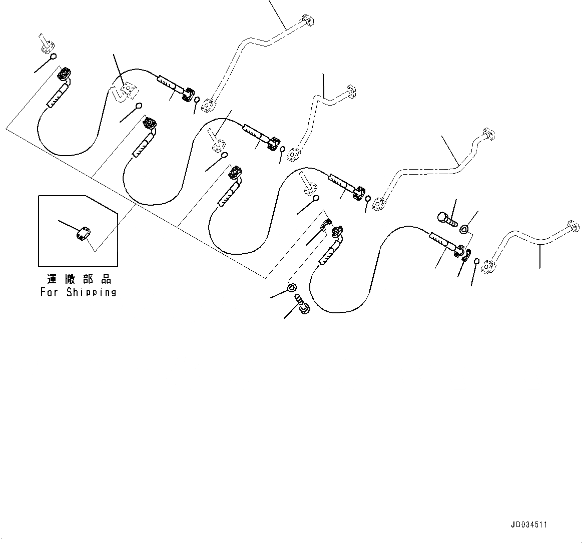 Схема запчастей Komatsu PC850SE-8R1 - СТРЕЛА, ШЛАНГИ (№7-) СТРЕЛА, 7MM