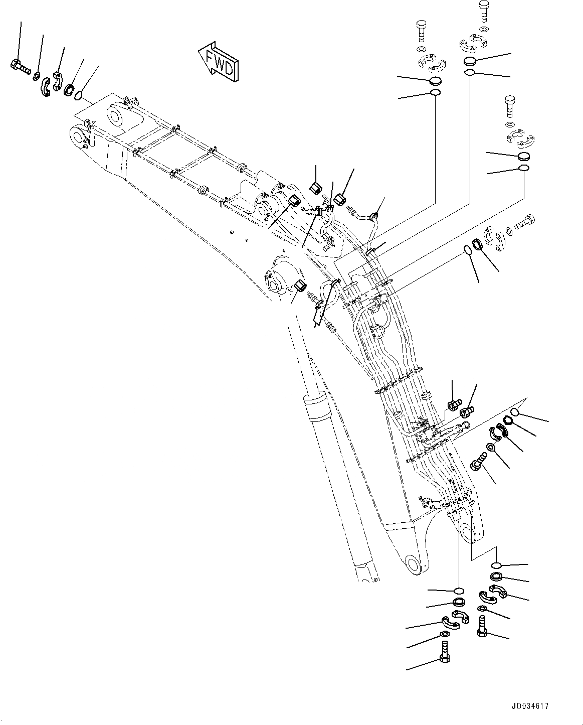 Схема запчастей Komatsu PC850SE-8R1 - СТРЕЛА, КРЫШКА(№7-) СТРЕЛА, 7MM