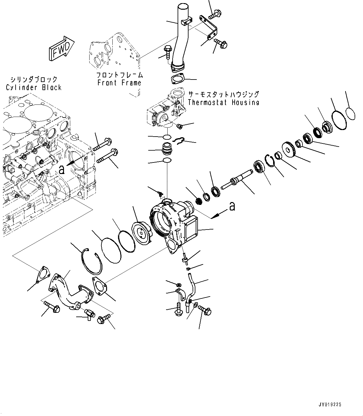 Схема запчастей Komatsu SAA6D140E-5RF - ВОДЯНАЯ ПОМПА, ВНУТР. ЧАСТИ (№8-) ВОДЯНАЯ ПОМПА