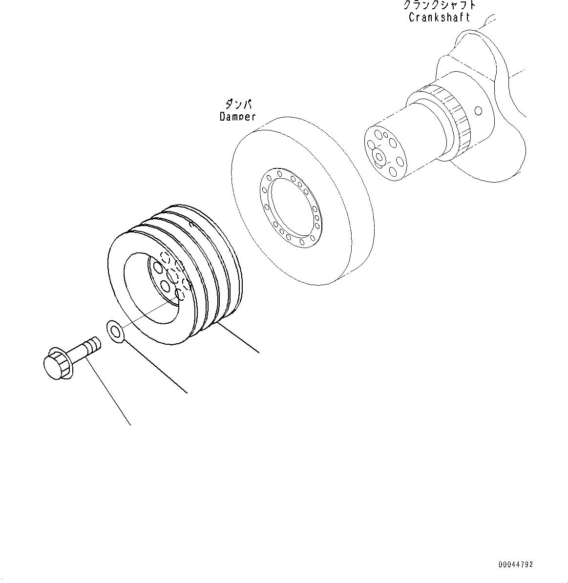 Схема запчастей Komatsu SAA6D170E-5BR - ШКИВ КОЛЕНВАЛА (№8-) ШКИВ КОЛЕНВАЛА