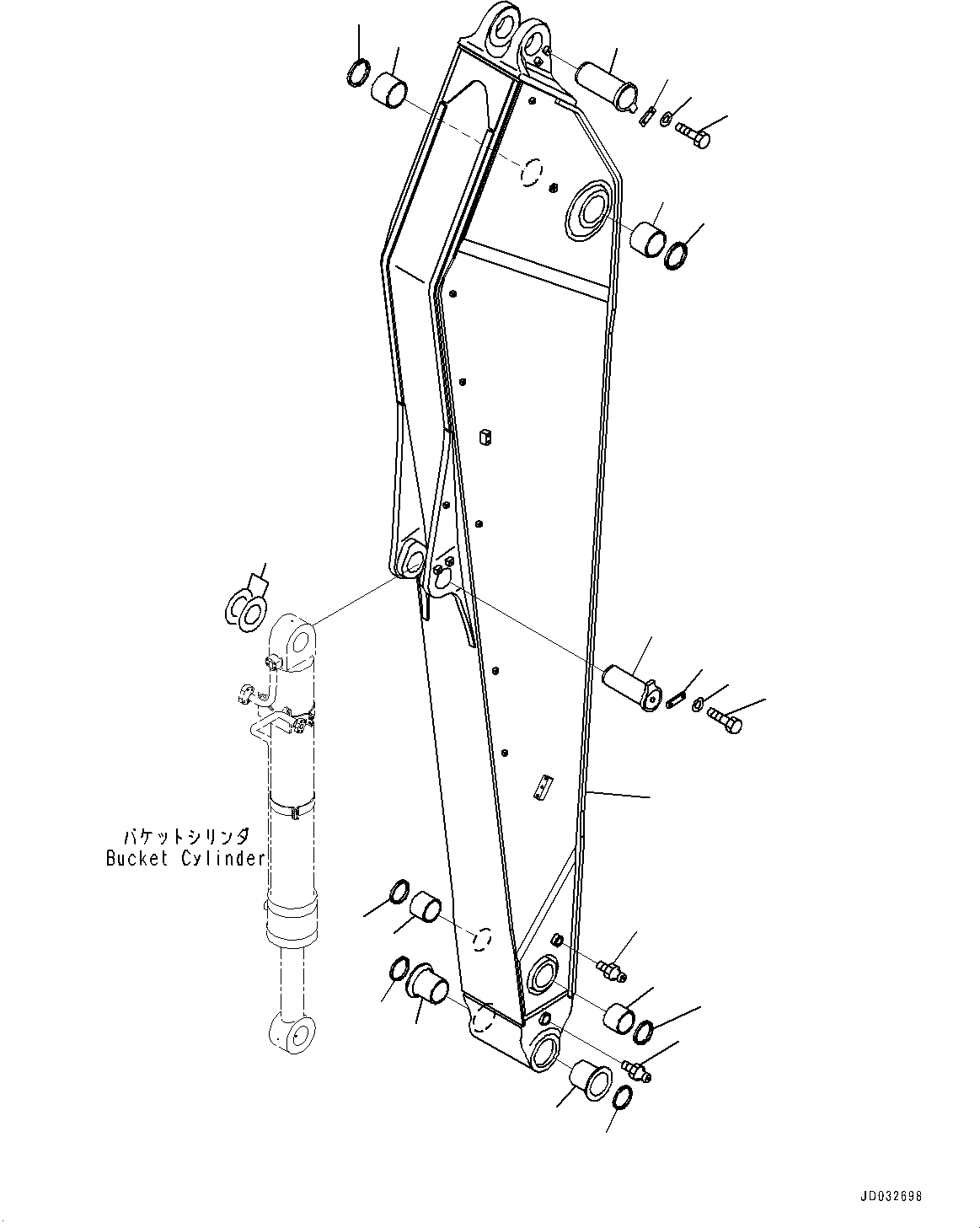 Схема запчастей Komatsu PC600-8R1 - РУКОЯТЬ, РУКОЯТЬ И ПАЛЕЦ (№7-) РУКОЯТЬ, MM